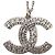 Chanel Silber CC Messing Anhänger-Halskette mit Strass und Kunstperlen - vista 4