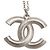 Chanel Silber CC Messing Anhänger-Halskette mit Strass und Kunstperlen - vista 5