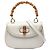 Bamboo Borsa Gucci con manico in bambù in pelle di vitello bianca con stampa cornice Bianco
