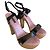Louis Vuitton Sandali zeppa vernice nera e legno Marrone Nero