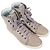 Sneakers high-top texturizzate Lanvin in pelle beige - vista 6
