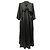 Ganni Maxikleid mit gerafftem Rüschenkragen aus schwarzem Polyester