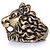 Gucci, Anello unisex testa di leone in oro D'oro Metallico - vista 5