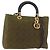 Borsa Christian Dior Canage Lady Dior Nylon 2way Khaki Gold Auth 179698 D'oro Cachi