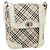 Borsa a Spalla BURBERRY Nova Check in Tela Avorio Argento Auth BA12921 Crudo