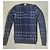 Burberry London V-Ausschnitt Wollpullover Karomuster Grau Dunkelblau - Ansicht 2