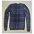 Burberry London V-Ausschnitt Wollpullover Karomuster Grau Dunkelblau - Ansicht 3