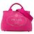 Prada Triangle Logo Plate Canapa Mini Handbag Pink