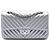 Chanel Argento Medium Classic Chevron Metallico Caviar Double Flap