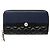 Chanel Long Wallet Black Bicolor aus gestepptem Lammleder mit Kunstperlenband