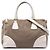 Borsa satchel Prada in tela Canapa marrone con finiture in Vitello Daino Marrone chiaro