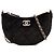 Chanel Black CC Quilted Velour Half Moon Chain Crossbody Nero
