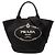Borsa satchel Prada in tela canapa nera con logo Nero