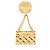 Chanel Gold CC Goldplattierte gesteppte Flap Bag mit Medaillon-Brosche Golden