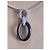 Autre Marque Collana con Pendente Doppio Anello in Ceramica Nera e Diamanti Nero Argento - vista 2