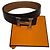 Cinturón Hermès reversible de cuero con hebilla H Castaño Negro