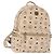 Mochila MCM Vicetos Logogram PVC Leather Ivory Gold Auth 179462 Dourado Cru