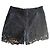 American Retro Schwarze Spitzen-Shorts, Größe 38