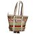 Coach gestreifte Canvas- und Leder-Shopper Pink Weiß Rot Mehrfarben Beige Grün Orange