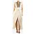 Brunello Cucinelli Abito maxi con scollo a V e dettagli monili - Crema - taglia S Crudo - vista 3