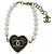 Bracciale charm Chanel Coco Mark Heart Faux Pearl D'oro