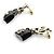 Orecchini Chanel in pelle nera e borchie placcati in oro Nero - vista 3