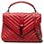 Saint Laurent College Satchel aus rotem Chevron-Lammleder mit Monogramm, Größe Medium