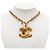 Collana con pendente trapuntato Chanel Gold CC placcato oro D'oro - vista 6