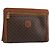 Céline Clutch CELINE in tela Macadam PVC Pelle Marrone Oro Auth ka4359 D'oro