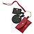 Céline CELINE Macadam Canvas Triomphe Multi Key Ring Charm PVC Black Red Auth 179883M Nero Rosso