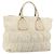 PRADA Hand Bag Leather Ivory Gold Auth bs35142 Golden Cream