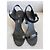 Chanel Sandali con tacco in pelle nera e scamosciata Nero - vista 11