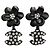 Orecchini Chanel Vintage 02A Camellia Coco Mark con strass Nero