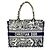 Borsa Tote Christian Dior Medium Toile de Jouy Blu navy