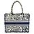Borsa Tote Christian Dior Medium Toile de Jouy Blu navy - vista 3
