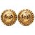 Orecchini Chanel Gold CC placcati oro Rue Cambon tondi con clip D'oro