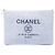 Clutch Chanel Blue Large Canvas Deauville O Case Blu chiaro