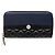 Chanel Matelassé Round Zip Long Wallet Schwarz Marineblau