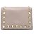 Cartera de cuero bi-fold Rockstud para mujer Valentino Beige