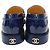 Timeless Mocassini Chanel Shiny Logo in pelle di vitello lucida blu - vista 3