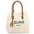 Céline Celine Horizontal Canvas Cabas Handtasche Braun Weiß