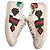 Gucci Ace Sneakers Basse in Pelle Bianca con Ricami Bianco Rosso Verde