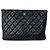 Chanel Classic O Case Pouch Matelassé Lambskin Metallizzato Small Schwarz