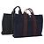Hermès Borsa Fourre Tout HERMES 2 Set Cotton Black Navy Auth BA12675 Nero Blu navy