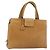 PRADA Tote Bag Leder Beige Silber Auth bs35304