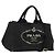 Borsa PRADA Canapa MM in tela 2way Nero Oro Auth 180606 D'oro