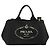 Borsa PRADA Canapa MM in tela 2way Nero Oro Auth 180606 D'oro - vista 13