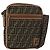 Borsa a Spalla FENDI Zucca Canvas Nero Marrone Auth 180611