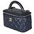 Vanity Beauty Case Chanel Navy in Agnello Trapuntato con Manico e Catena Blu - vista 3