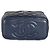 Vanity Beauty Case Chanel Navy in Agnello Trapuntato con Manico e Catena Blu - vista 6